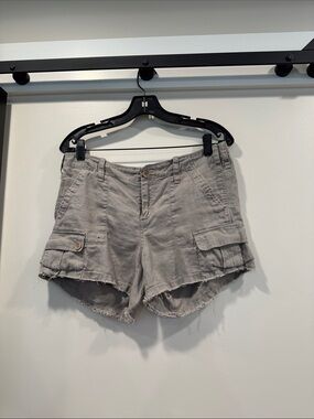 Sanctuary Light Gray Cargo Shorts with Frayed Hem